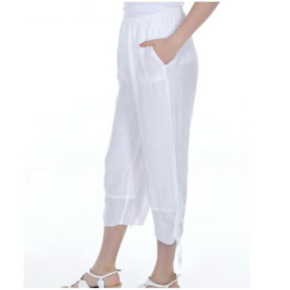 Closet Closing 🔥Reduced price!! 
Fenini White Linen Cropped Pants - Sz M - Picture 2 of 7
